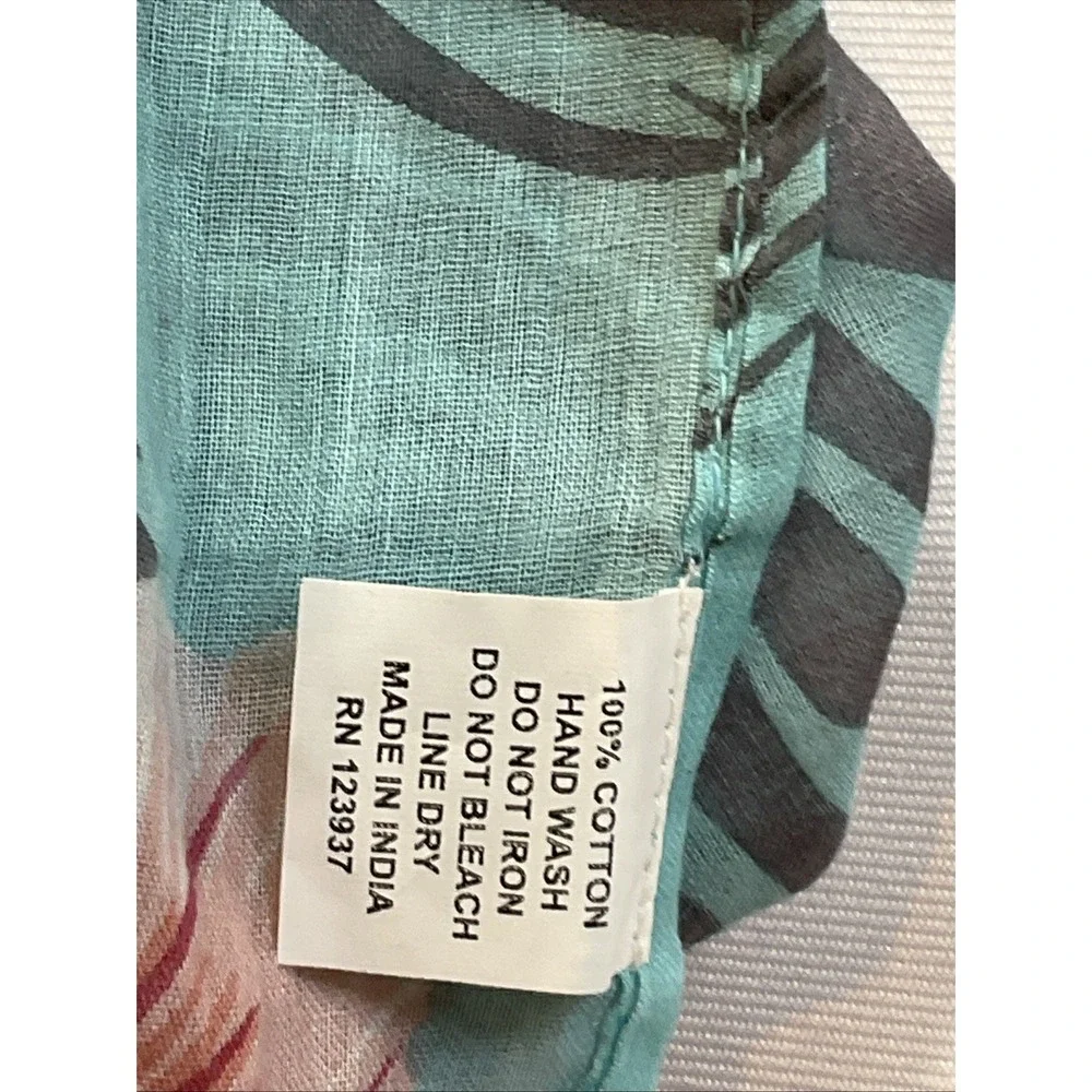 Debbie Katz South Beach Coverup 100% Cotton Tropical Print Flutter Sleeve Resort